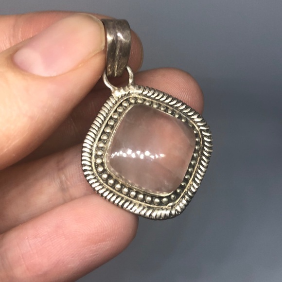 Sterling Silver Rose Quartz Pendant - Picture 2 of 4